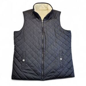 Lauren Ralph Lauren Womens White And Black‎ Full Zip Reversable Vest Size Medium